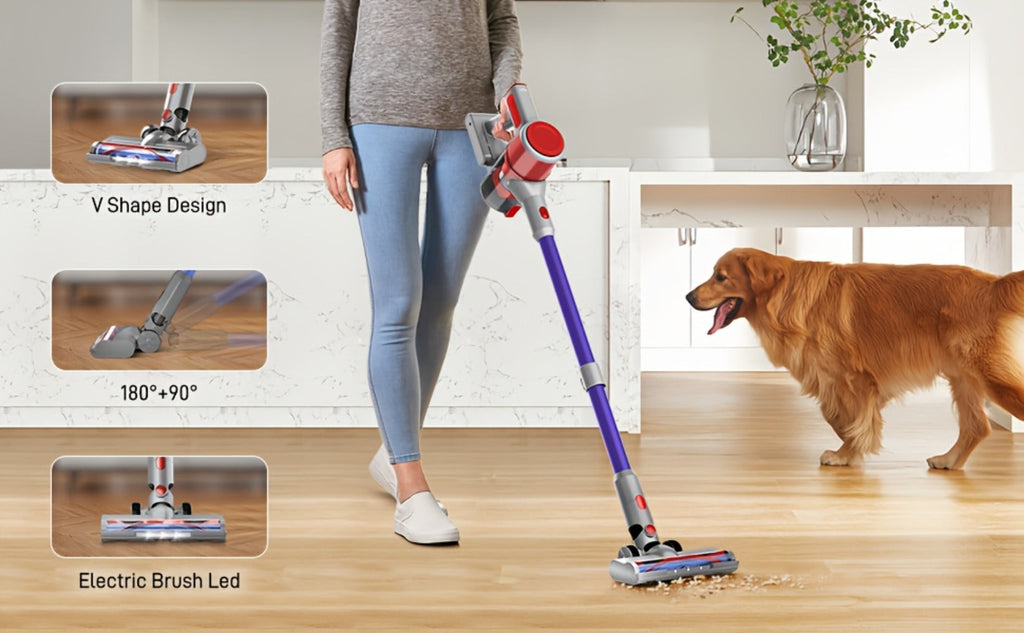 Cordless Stick Vacuum Cleaner 70KPa Brushless Motor 45-Min Runtime Lightweight for Pet Hair Carpet Hard Floor Dust with Cord & Cordless Modes