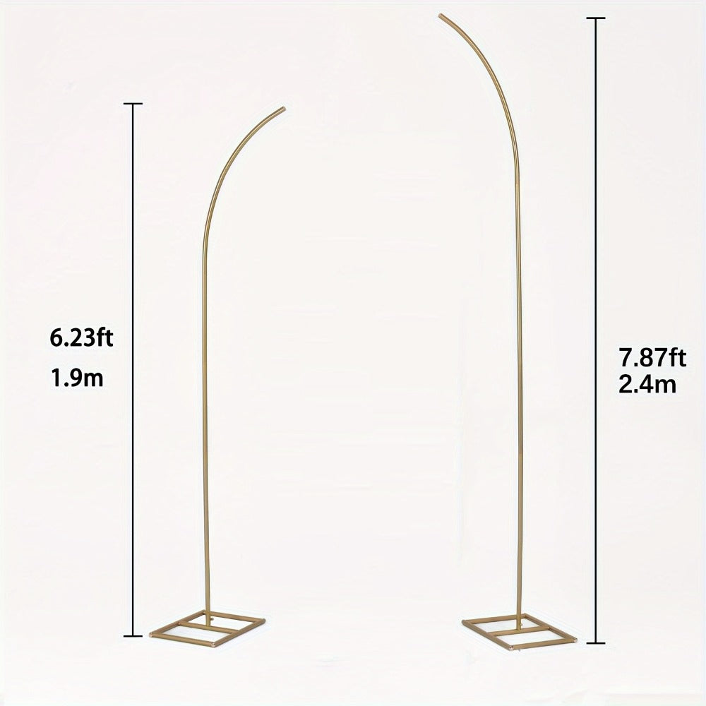 Balloon Arch Stand Set of 2 - Metal Gold Curved Top Wedding Arch Frame 6Ft & 8Ft, Backdrop Stand for Wedding Ceremony Birthday Baby Shower Bridal Anniversary Party Floral Decoration