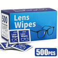 Lens Wipes Pre-Moistened 500 Count - Individually Wrapped Eyeglass Cleaning Wipes Scratch-Free Streak-Free for Glasses Sunglasses Camera Lenses Phone Screens Optical Cleaner Wipes Bulk Pack