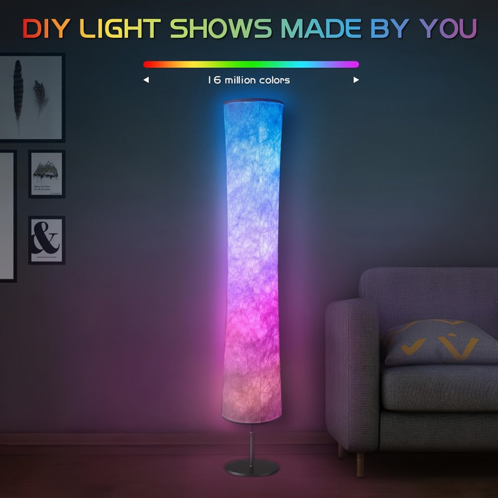 RGB Color Changing Floor Lamp 60 Inch ¨C Fabric Shade Standing Lamp with 16 Million Colors, App & Remote Control, Music Sync, Adjustable Brightness for Living Room Bedroom Party Decor (1pc / 2pcs)