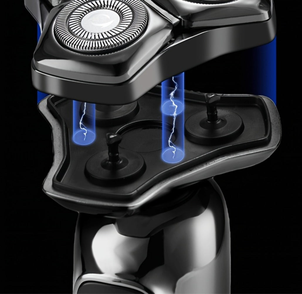 Rotary Shaver for Men 3-in-1 Cordless Rechargeable Electric Razor - Floating Head Wet Dry Shaver, 800mAh Lithium Battery, LED Display, Nose Hair & Sideburns Trimmer, Father's Day Gift