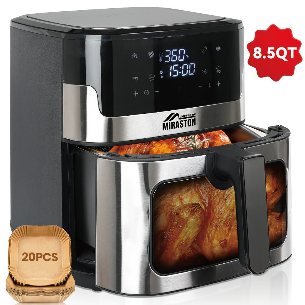 Air Fryer Large Capacity 8.5QT / 3.6QT Touchscreen | 8 Preset Functions | Non-Stick Basket | Smart Digital Control | Oil-Free Cooking for 5-6 People | Kitchen Air Fryer Oven Black