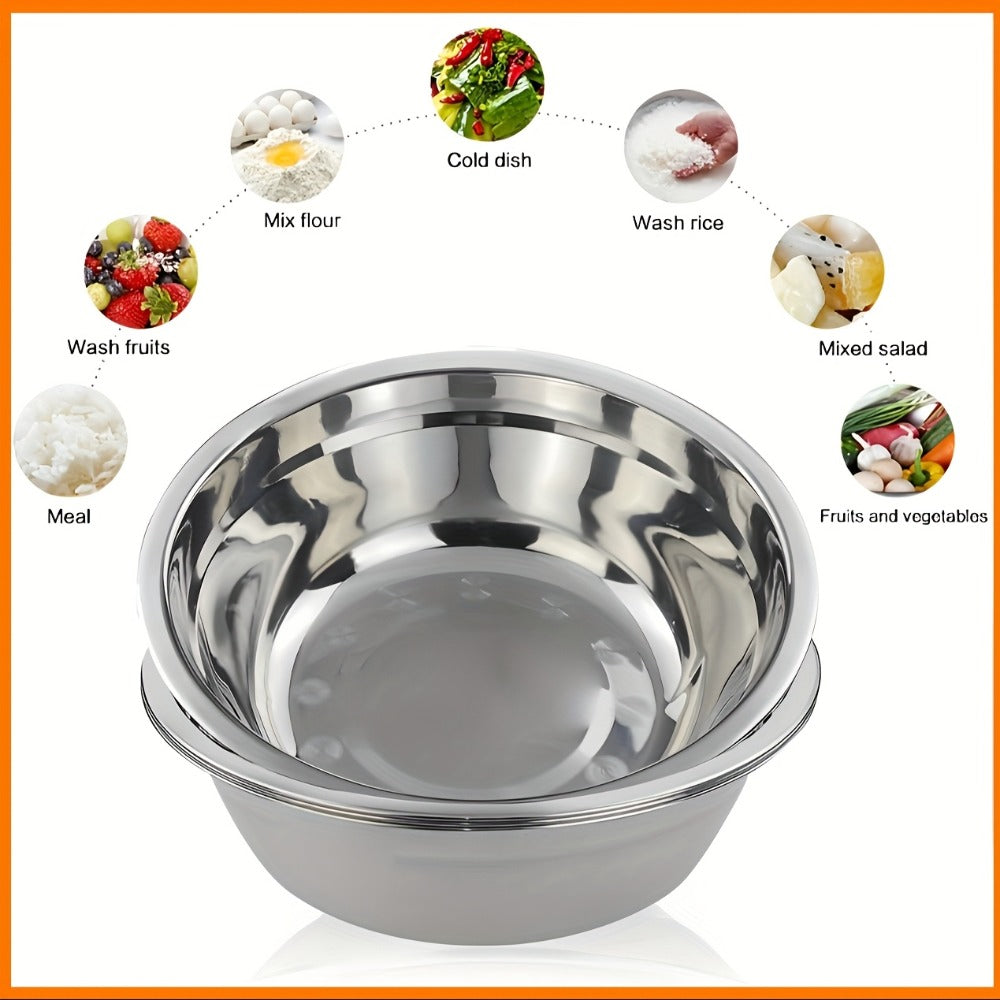 Stainless Steel Mixing Bowl Large 15.75 Inch with Footed Base ¨C Rust-Resistant Salad Bowl, Vegetable & Fruit Washing Basin, Soaking Tub & Dish Pan for Home Kitchen, Durable & Easy to Clean
