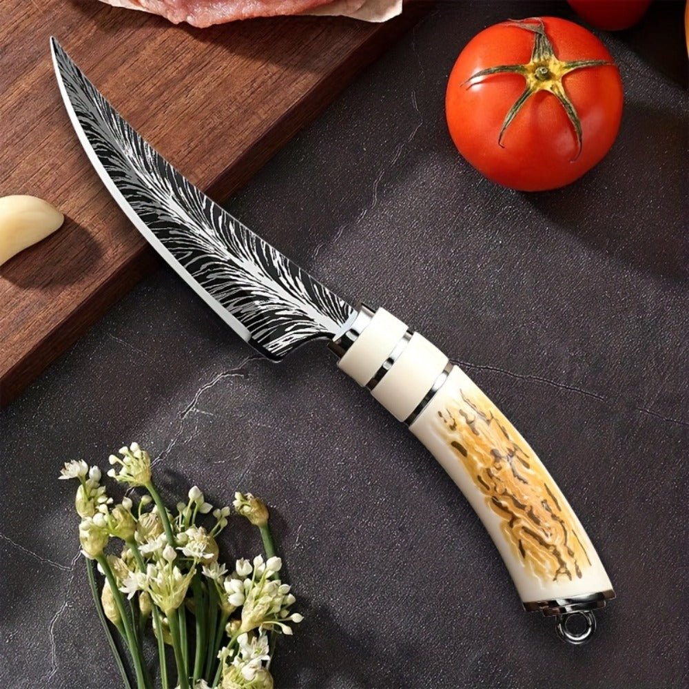Butcher Knife Professional Bone-In Meat Cleaver Razor Sharp Blade with Patterned Design & Ergonomic Comfort Grip Handle ¨C Heavy Duty Kitchen Chef Knife for Poultry & Meat Cutting