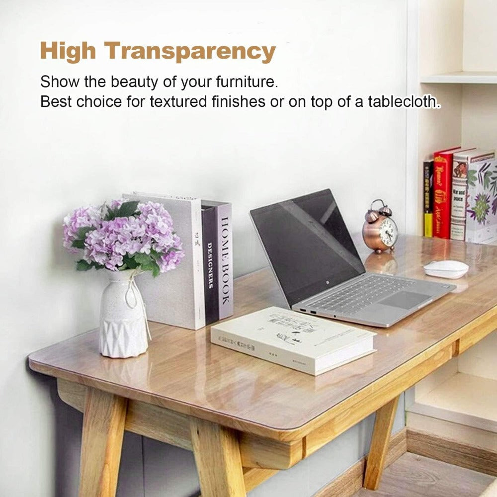 Clear PVC Tablecloth Table Protector 1.5mm Thick Transparent Table Cover Heat Resistant Scratch Resistant Waterproof Desk Mat for Dining Table Home Office Restaurant Coffee Table Multiple Sizes