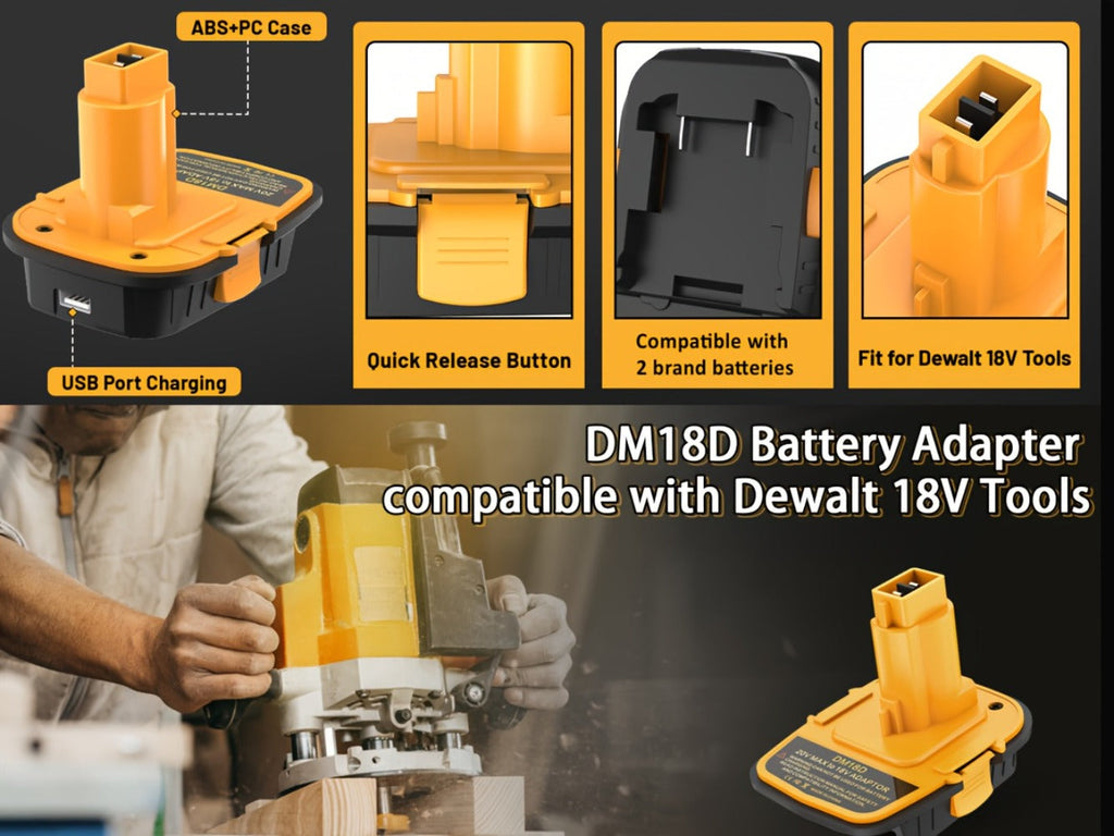 Battery Adapter DM18D DeWalt 18V to 20V Converter with USB Port Compatible with DeWalt 20V & Milwaukee 18V Li-Ion Batteries for DeWalt 18V Cordless Tools 3 Pack