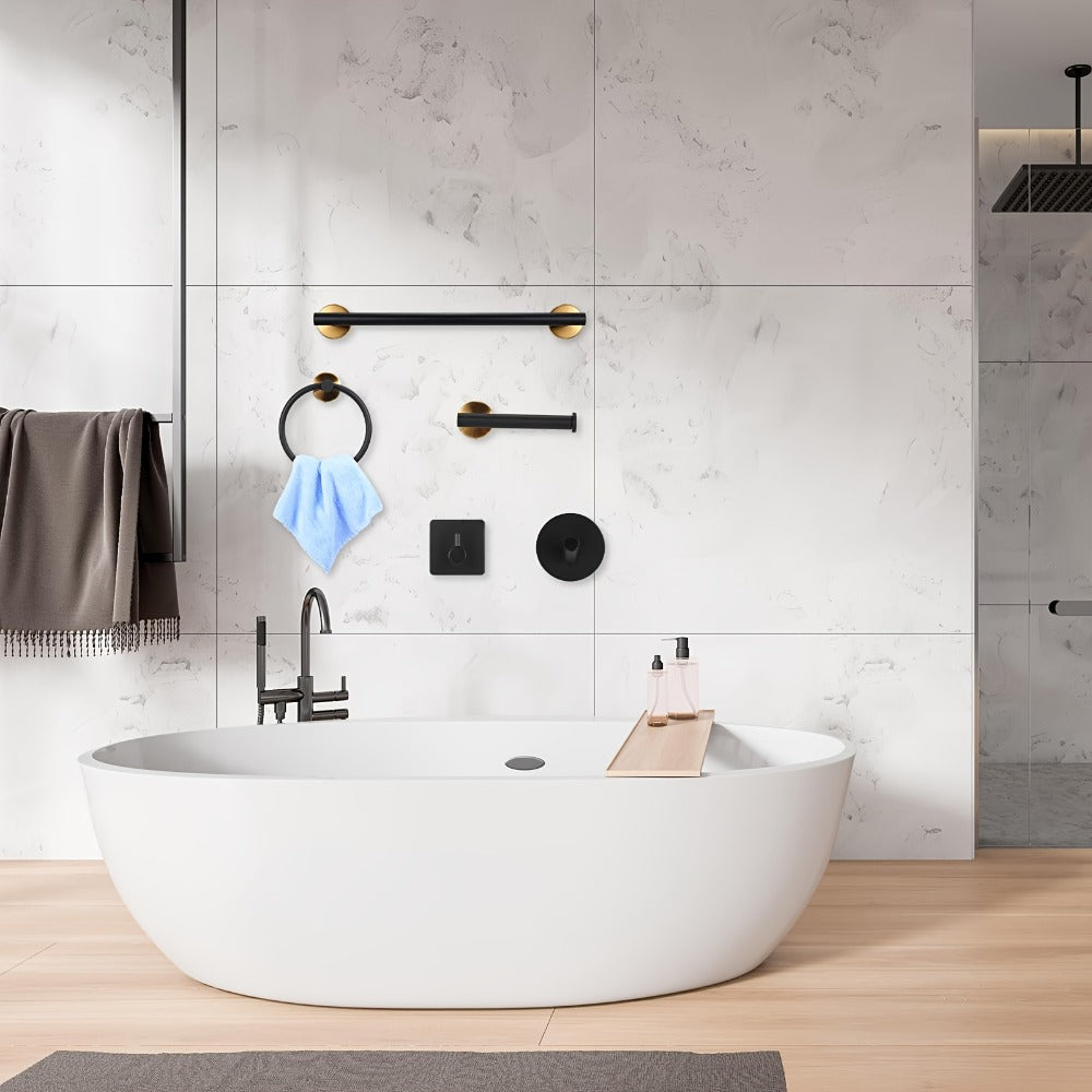 10-Piece Bathroom Hardware Set SUS304 Stainless Steel Wall Mounted Towel Bar Toilet Paper Holder Robe Hooks Gold Black