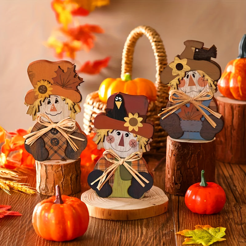 Halloween Autumn Tiered Tray Decor Set 3pcs Rustic Farmhouse Pumpkin Signs