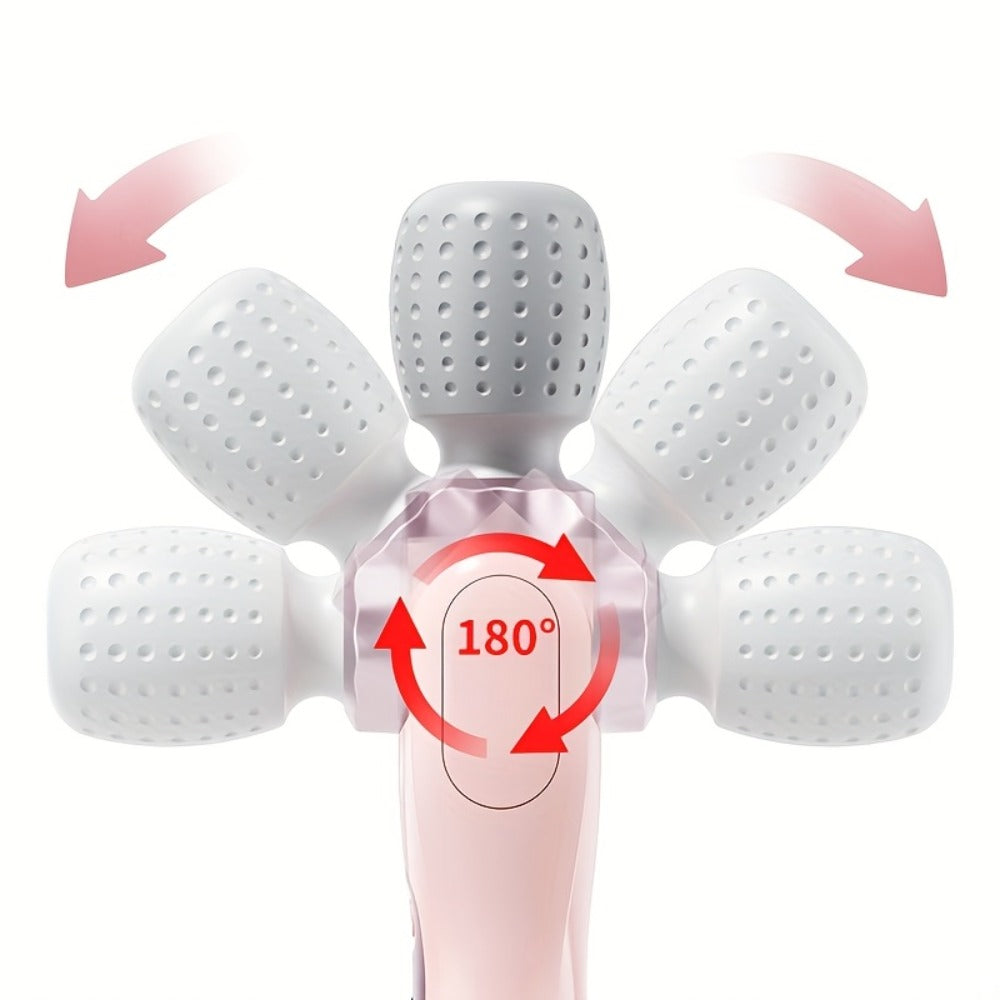 Electric Handheld Massager 180¡ã Foldable Massage Stick | 5-Speed Vibration USB Rechargeable Rotating Head | Full Body Relief Neck Back Shoulder Leg Waist | Portable Cordless Massager Gift for Women Men