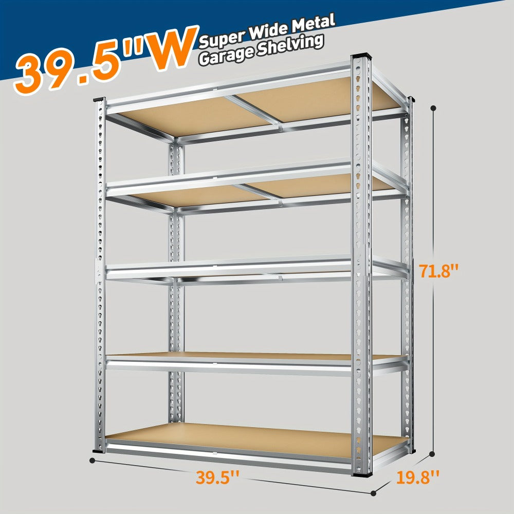 Heavy Duty Garage Shelving 5-Tier Metal Storage Shelves 3020LBS Capacity Adjustable Steel Shelf Unit for Garage Basement Warehouse Easy Assembly Black Silver