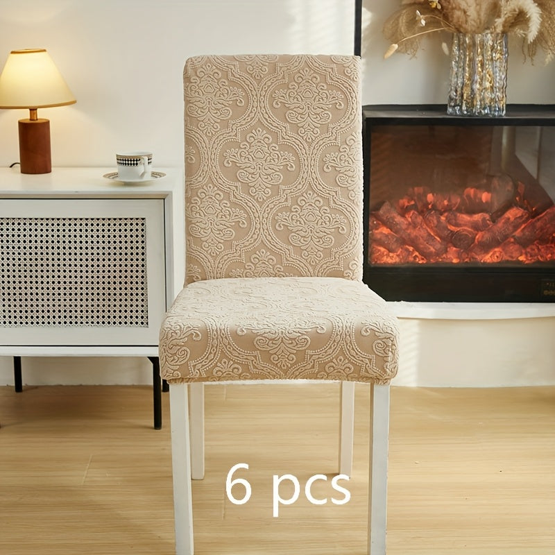 Dining Chair Covers Stretch Velvet Washable Removable Slipcovers Set of 4 or 6 for Kitchen Home Hotel Banquet ¡ª Elastic Band Silver Fox Velvet 200GSM