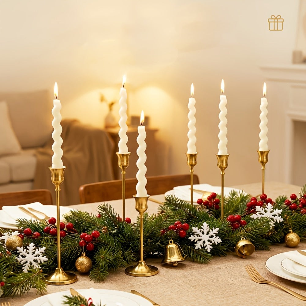 Copper Plated Candlestick Holders Bulk Set ¨C Retro Minimalist Taper Candle Holders for Wedding Birthday Christmas Dining Table Fireplace Decor