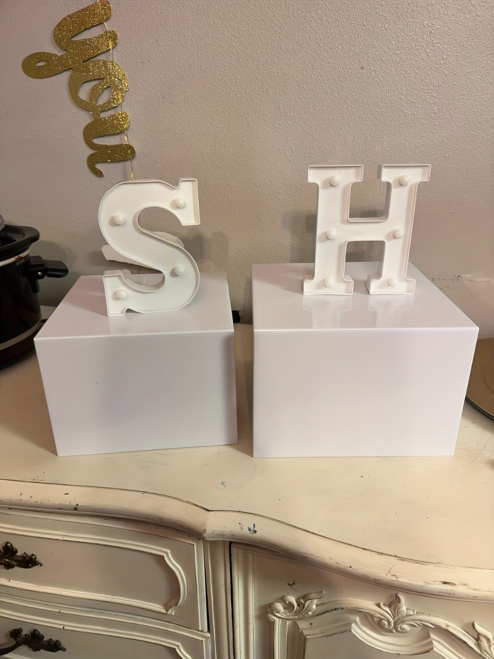 Buffet Risers Display Stand 6pcs - White Acrylic Food Risers for Buffet Table Party Catering Wedding Dessert Display Jewelry Collectibles Nesting Boxes Shelf Organizer