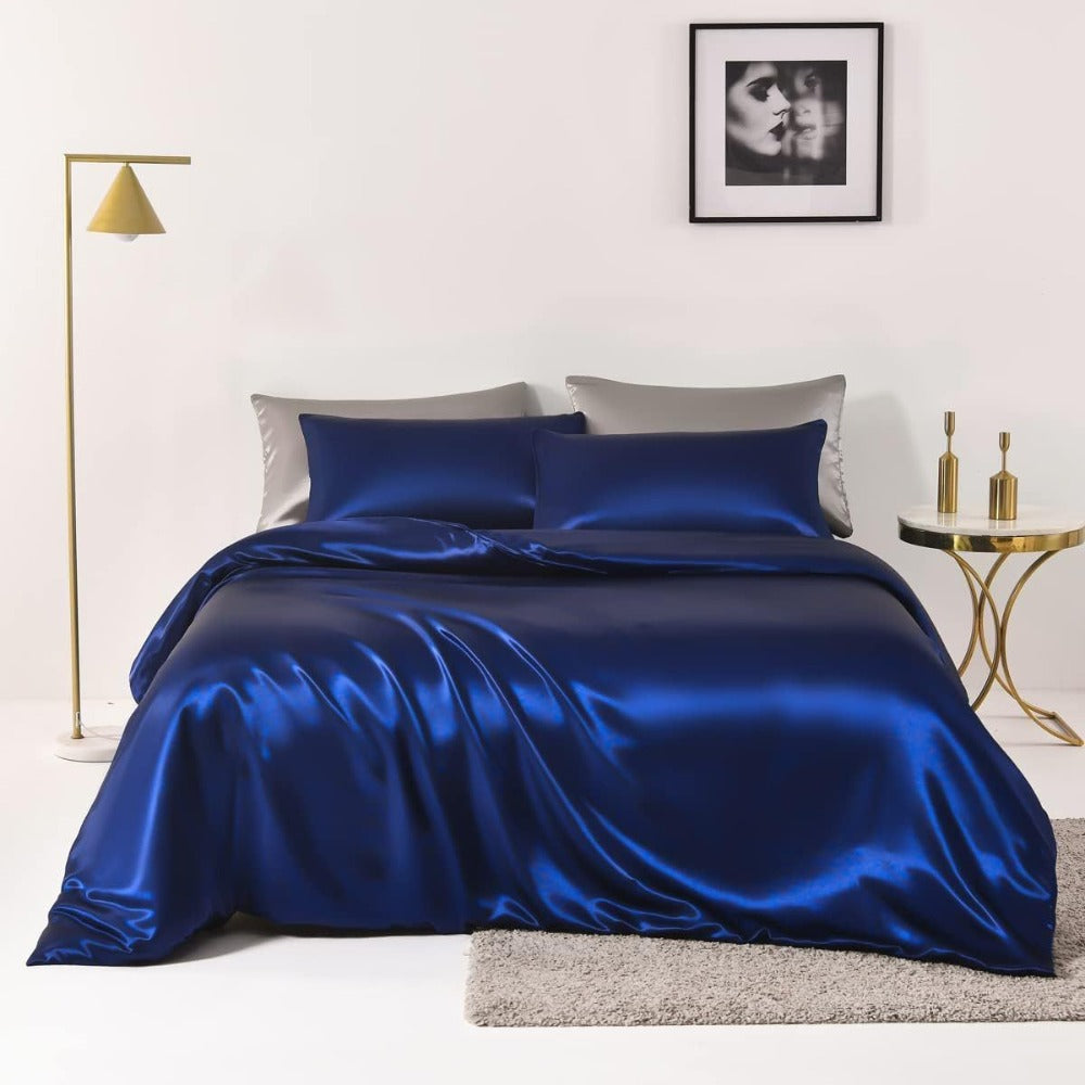Satin Bed Sheet Set 4 Pcs ¨C Luxury Silky Smooth Hotel-Quality Bedding, Wrinkle-Free Deep Pocket Fitted Sheet, All-Season Elegant Satin Sheets ¨C Twin, Full, Queen & King, Multiple Colors