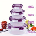 Refrigerator Storage Containers Large Capacity 3/4pcs Airtight - Keeps Fruit Vegetable Meat Egg Dumpling Fresh, Stackable Space-Saving Plastic Food Storage Boxes for Kitchen Fridge, Purple Green Blue Beige
