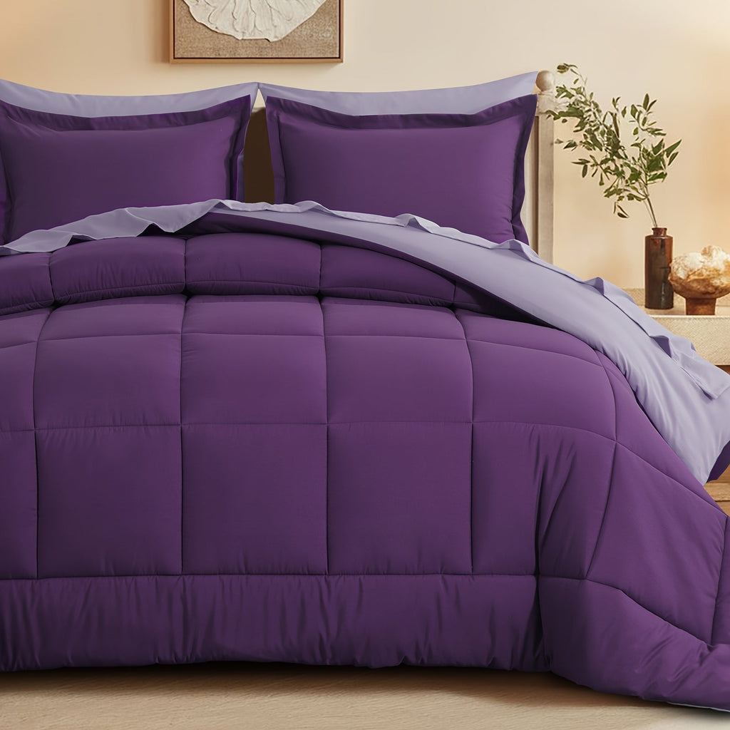 7 Piece Comforter Set Luxury Soft Fluffy Bedding All Season Bed in a Bag with Comforter Fitted Sheet Flat Sheet Pillowcases Hypoallergenic Breathable Easy Care Queen King Twin XL Full
