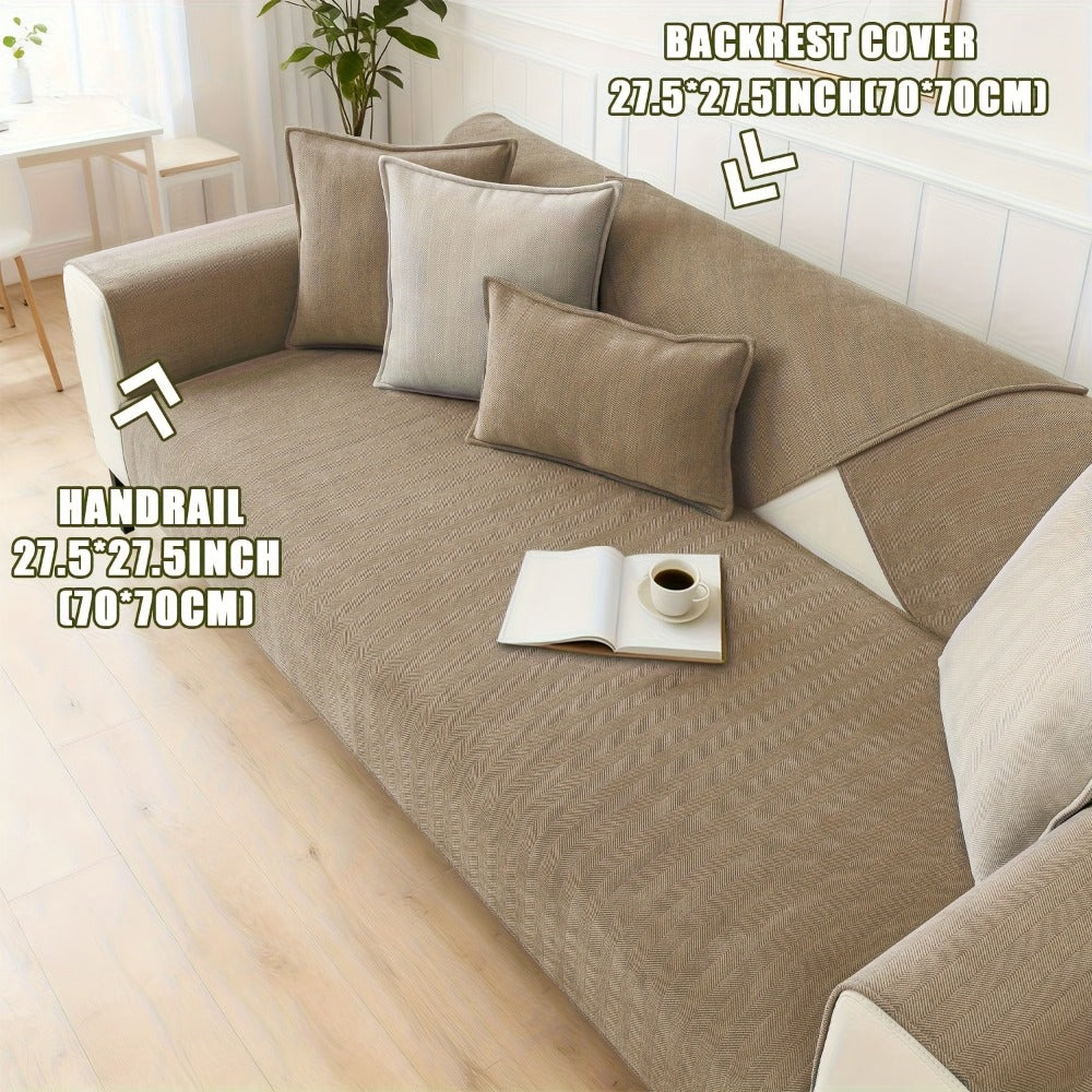 Chenille Ribbed Sofa Cover - Pet Friendly Non-Slip Machine Washable Soft Stretch Slipcover for 1-4 Seater Sectional Sofa Living Room Bedroom Office, 9 Colors