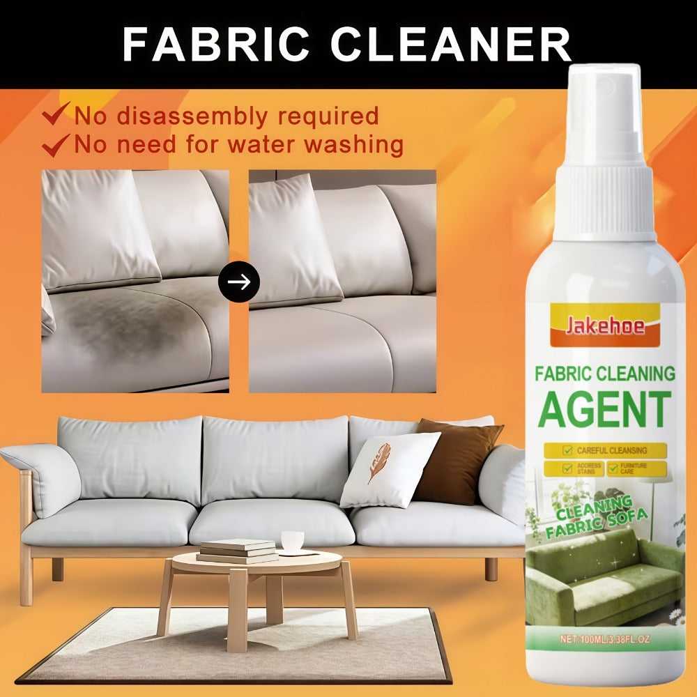 Sofa Cleaner Spray Fabric Stain Remover for Couch Car Interior Upholstery Soft Safe Quick-Drying Formula 3.38oz with Sponge and Towel Multi-Purpose Furniture Cleaner 1 2 or 3 Set Value Pack