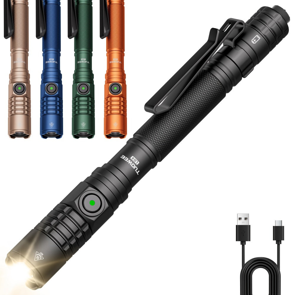 Tactical Penlight 1200 Lumen EDC Flashlight | High-Brightness Torch with Tail Switch Multi-Mode | Slim Pocket Light for Everyday Carry, Camping, Outdoor Activities & Work Lighting