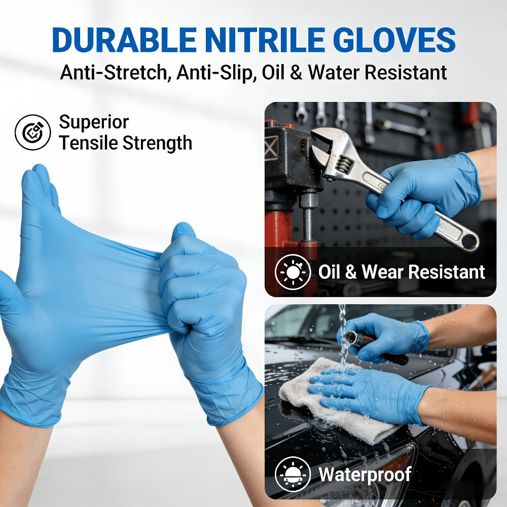 Nitrile Disposable Gloves 1000 Count (10 Boxes), 6.5 Mil Thickened Blue Nitrile Gloves, Latex-Free Powder-Free, Tear-Resistant, for Kitchen Cleaning, Food Handling, Hair Dyeing, Medical & Industrial Use