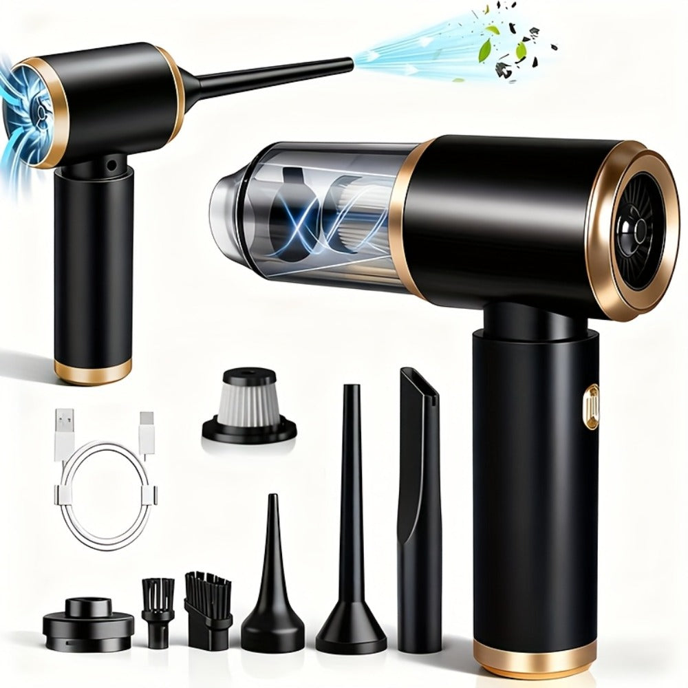 2-in-1 Handheld Vacuum Blower USB Rechargeable Cordless Mini Vacuum Cleaner Blow Suction Mode with Filter Dust Cup for Home Car Office Keyboard Lightweight