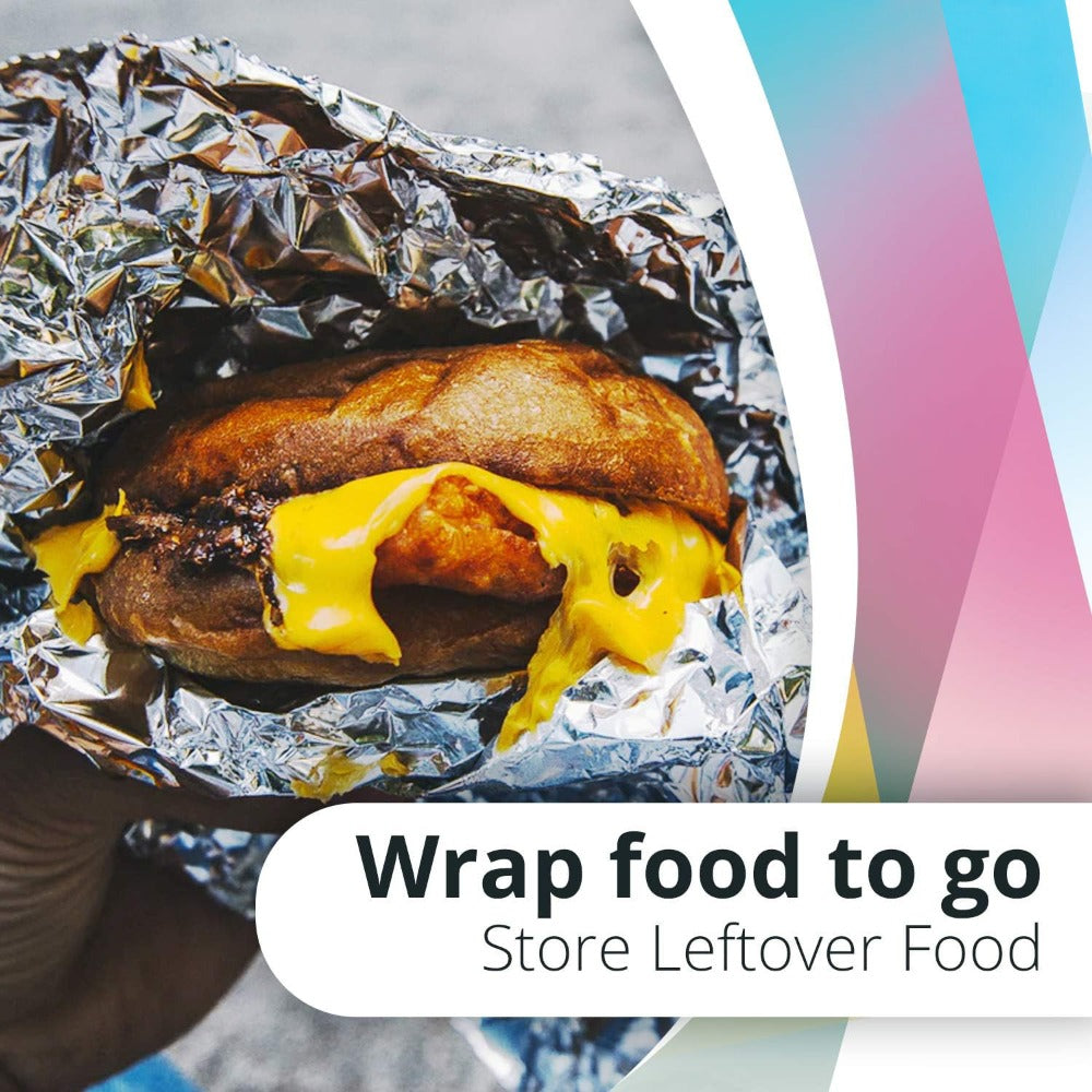 Aluminum Foil Roll 12 Inch Wide for Restaurant Food Wrapping Burritos Hot Dogs Sandwiches 60-240 SqFt