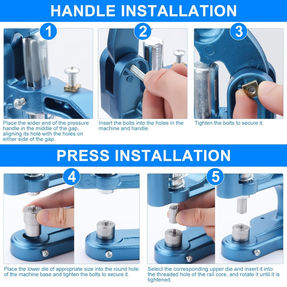 Grommet Machine Kit Heavy Duty Eyelet Punch Tool Set ¨C 3 Setting Dies 3 Punching Dies 6mm 10mm 12mm Hand Press with 3000 Silver & Gold Grommets for Fabric Leather Canvas Tarp Crafts