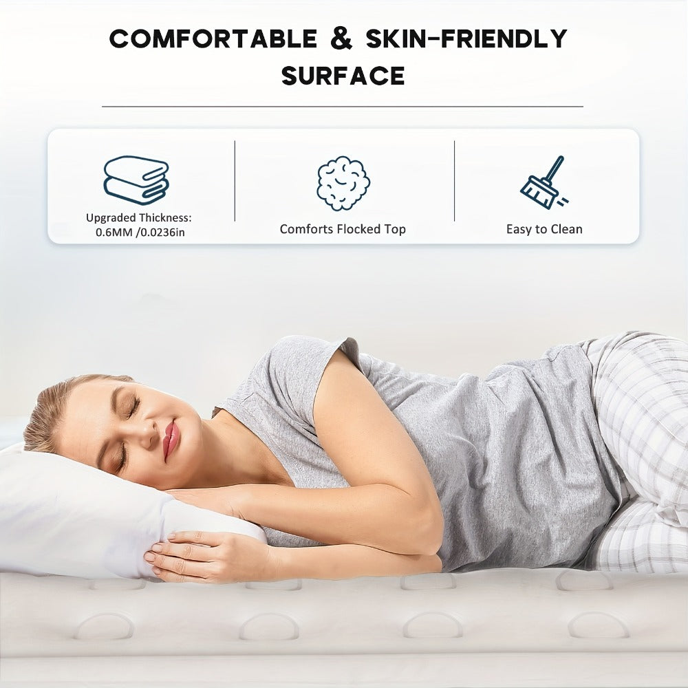 Air Mattress with Built-In Pump ¨C 18'' Self-Inflating Portable Air Bed for Home, Camping & Travel, Twin Full Queen, Includes Carry Bag