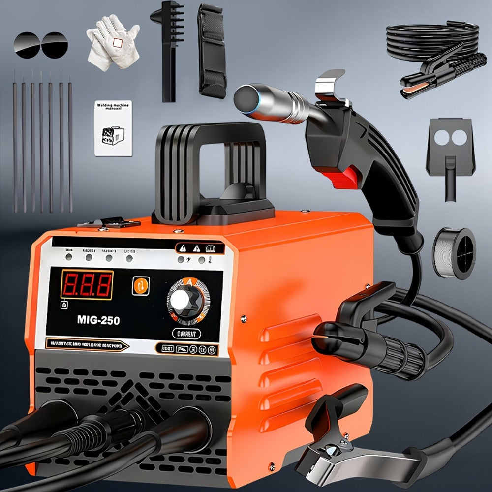 MIG Welder 3-in-1 Welding Machine 110V 105A Gasless MIG Stick ARC Portable Welder Kit with Rubber Case ¨C Complete Starter Set with Welding Wire Rods Mask Gloves for Beginners Home Industrial Repair