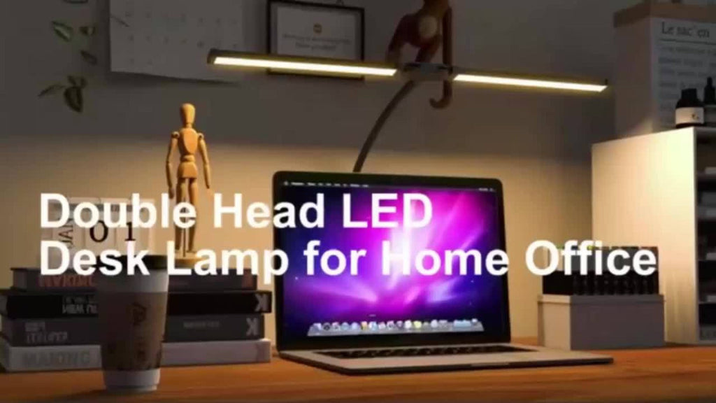 Dual Head LED Desk Lamp Touch Control 3 Color Modes 10 Brightness Levels Flexible Gooseneck Eye Care 13W USB Powered Base and Clip for Home Office Study PC Gaming Black