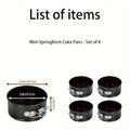 Springform Cake Pan Set, Nonstick Carbon Steel Cheesecake Pan with Removable Bottom & Locking Latch, Round Springform Pan for Cheesecake Pizza Quiche Mousse, 4-Inch Set or 4¡±/7¡±/9¡± 3-Piece Set