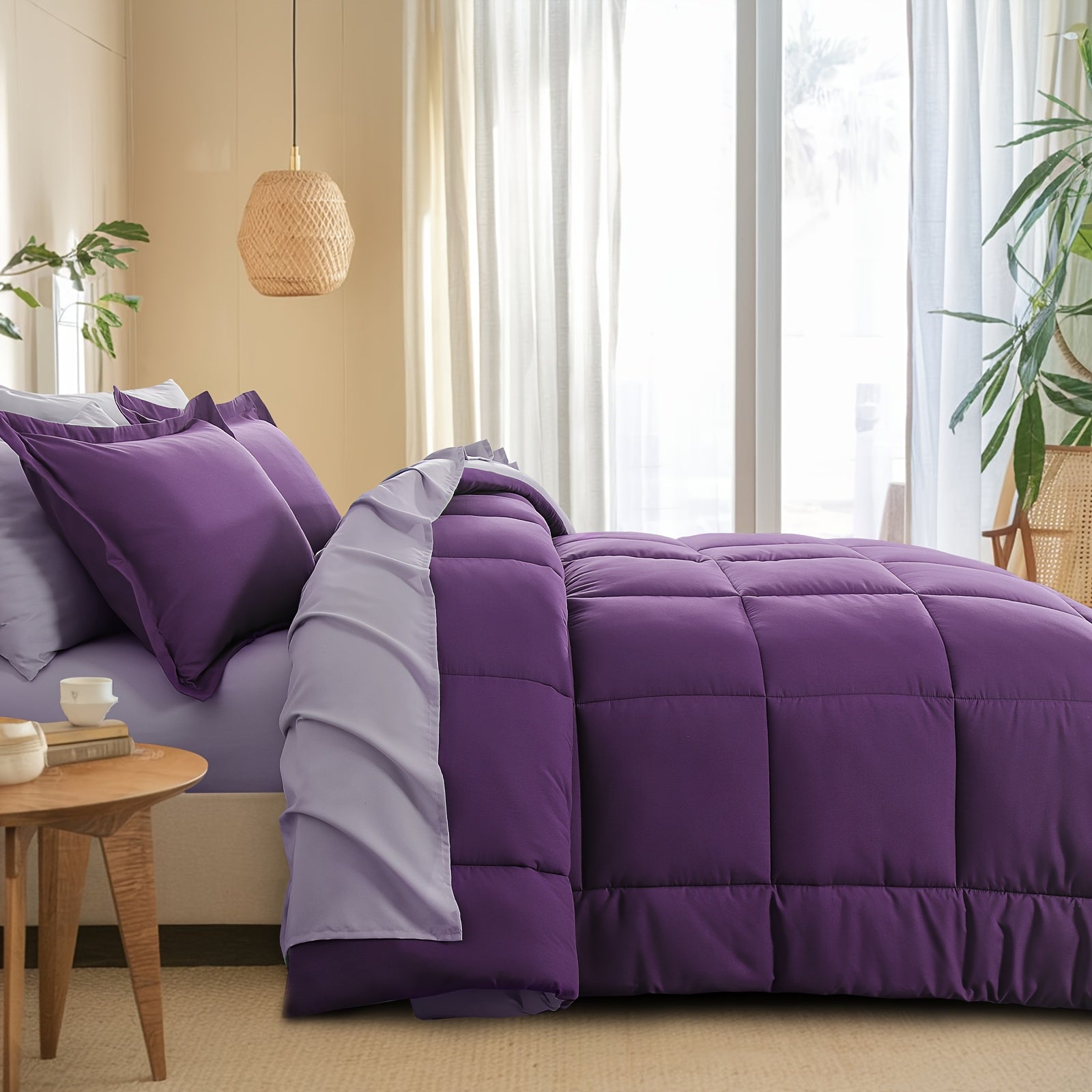 7 Piece Comforter Set Luxury Soft Fluffy Bedding All Season Bed in a Bag with Comforter Fitted Sheet Flat Sheet Pillowcases Hypoallergenic Breathable Easy Care Queen King Twin XL Full