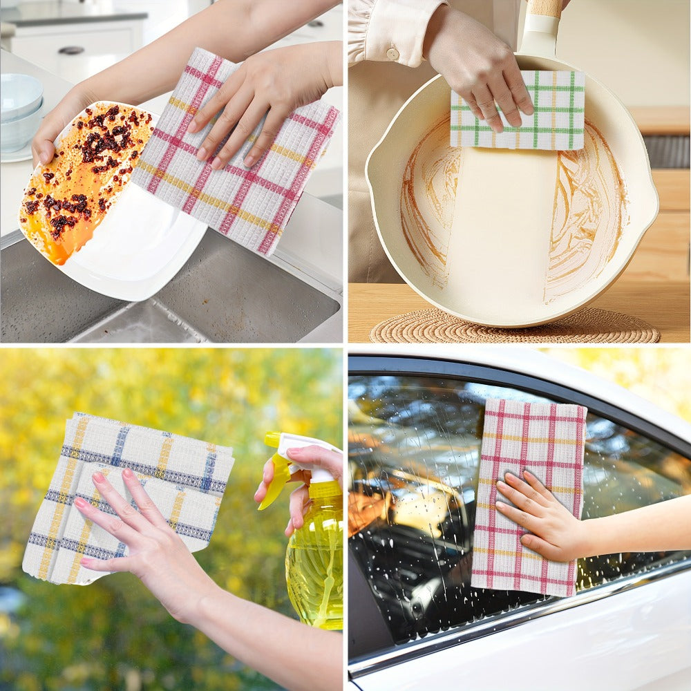 Kitchen Dishcloths Set 12 Pack - Soft Absorbent Reusable Cleaning Cloths, Quick Dry Square Dish Towels for Household, Car & Surface Wiping