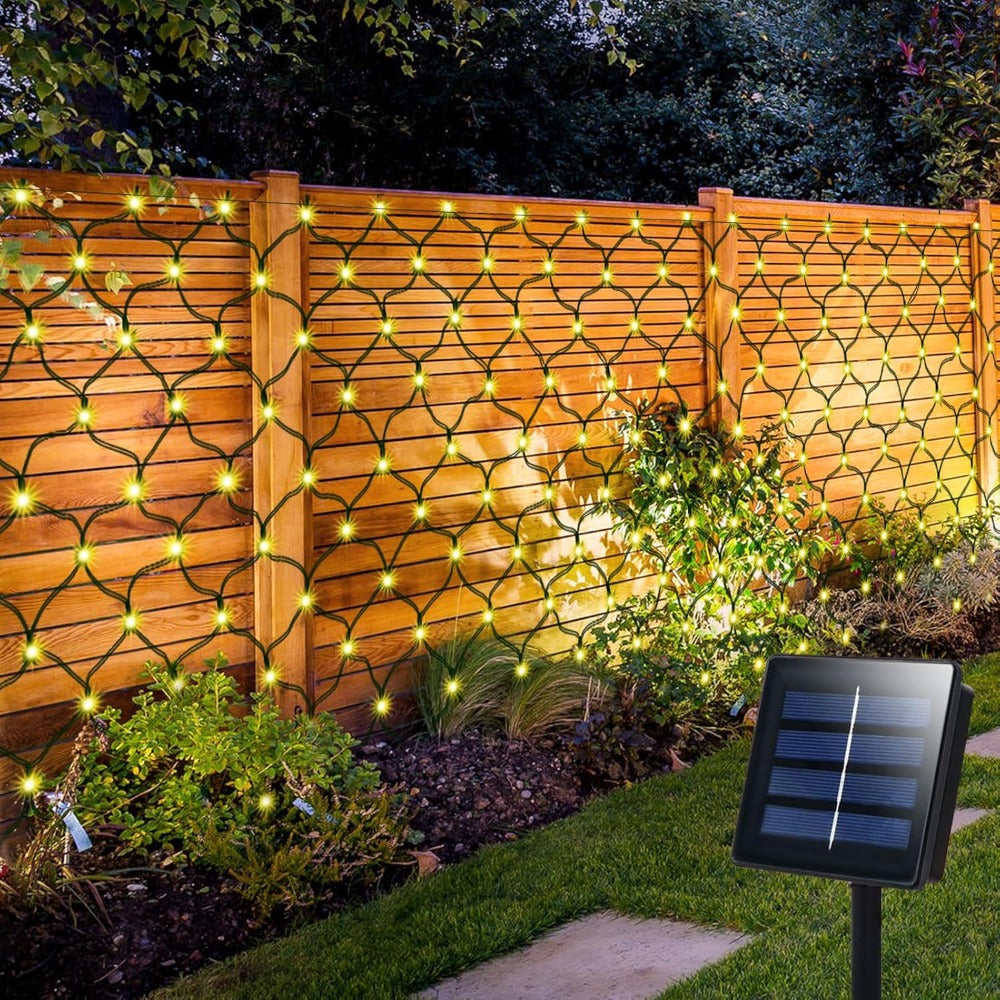 Solar Net Lights Outdoor 11.8ft x 5ft | 100 200 360 LED Mesh Bush Lights Auto On Off | Solar Powered Garden Fairy Lights for Tree Fence Backyard Decor Warm White White RGBY
