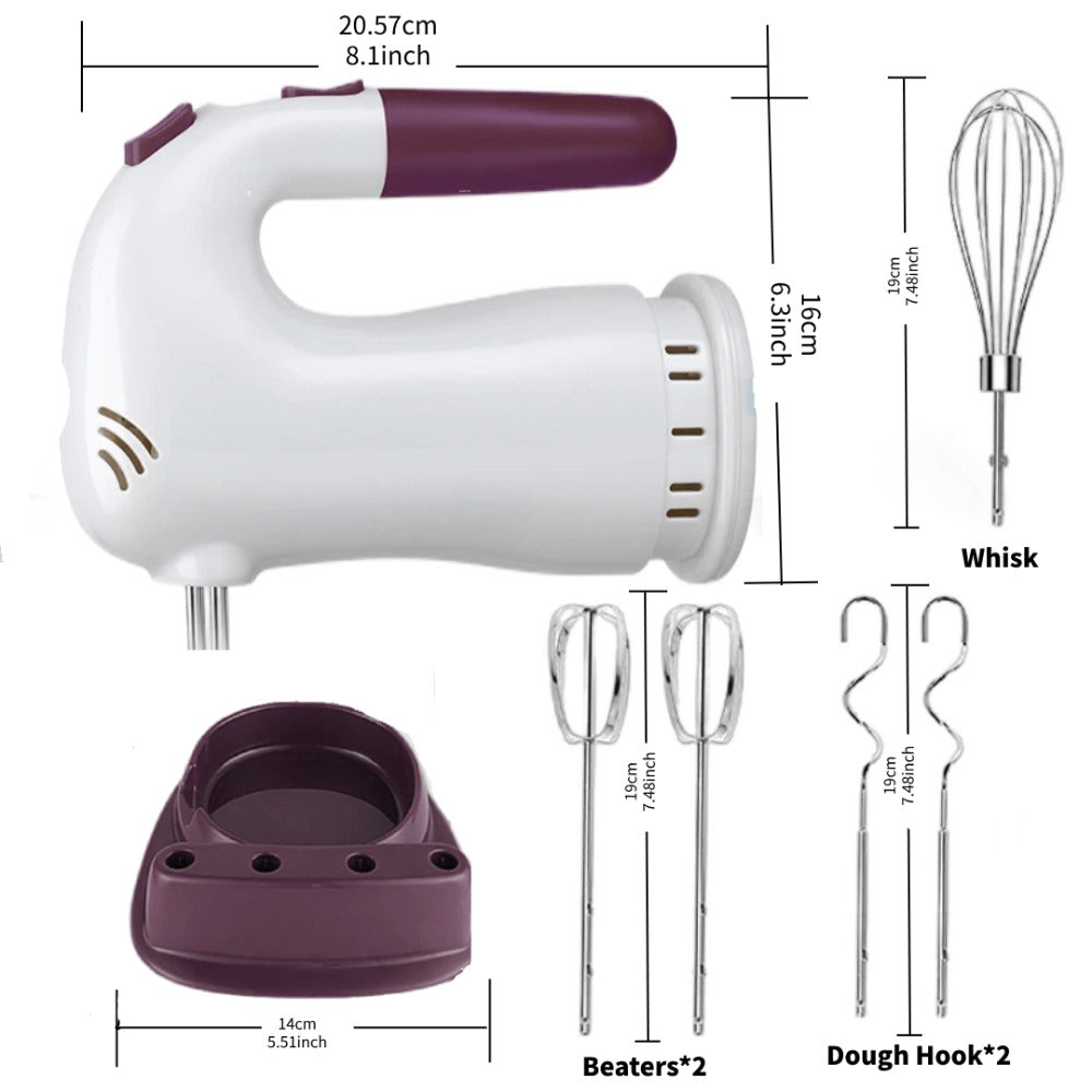 Hand Mixer Electric 400W with Storage Stand & 5-Speed Turbo Boost ¨C 5 Stainless Steel Attachments for Baking Cream Cake Dough Cookie