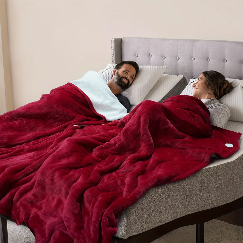 Electric Heated Blanket Flannel Sherpa - 6 Heat Settings, 10-Hour Auto Shutoff, Quick Heating, Machine Washable, ETL & FCC Certified, Twin Full Queen, Winter Comfort for Home Bed Couch Office