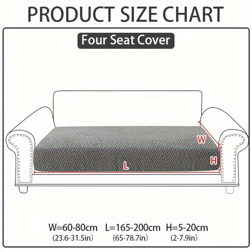 Jacquard Stretch Sofa Cover Non-Slip | Elastic Wear-Resistant Couch Slipcover, Polyester Jacquard Fabric, 1 to 4 Seat Sectional L-Shape, Armrest Backrest, Machine Washable