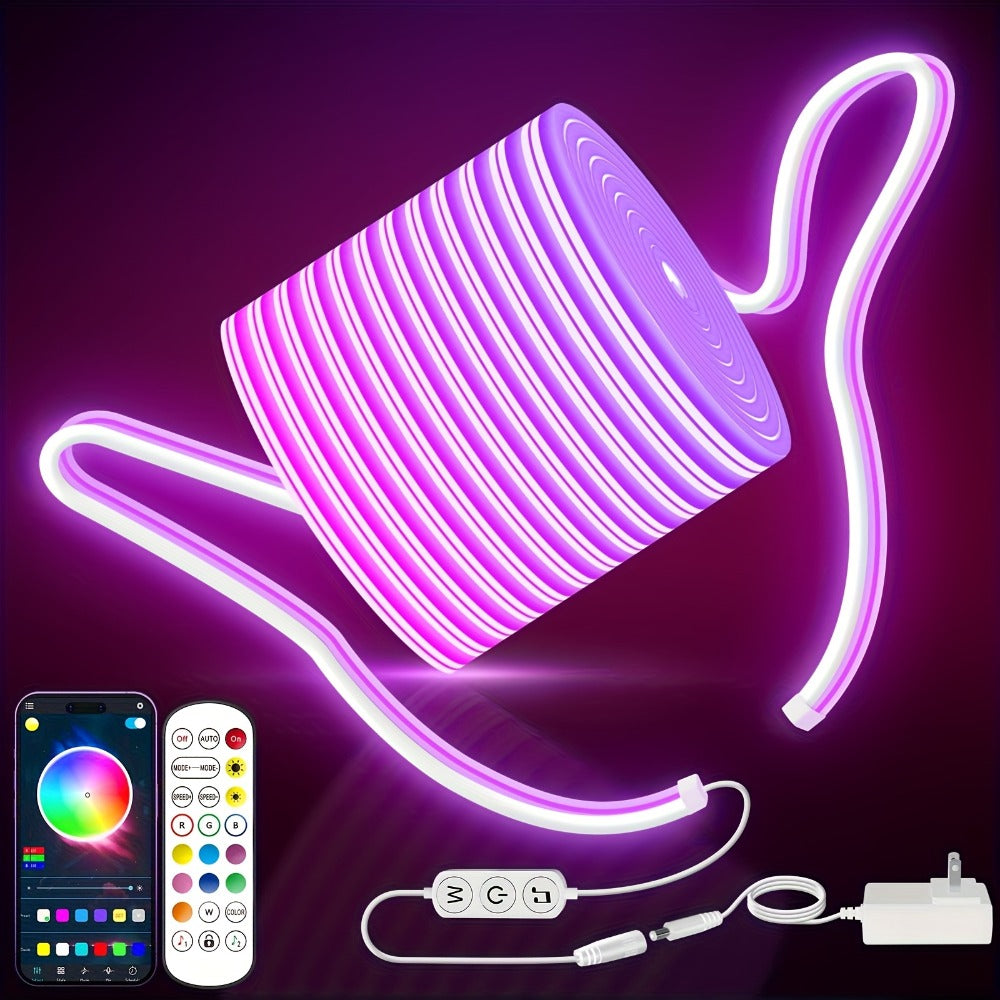 LED Neon Rope Light IP65 Waterproof ¨C RGB Color Changing Light Strip, App & Remote Control, Music Sync, Silicone Neon Light for Bedroom, Gaming Room, Indoor & Outdoor Decoration (3.2/9.8/16.4 Ft)