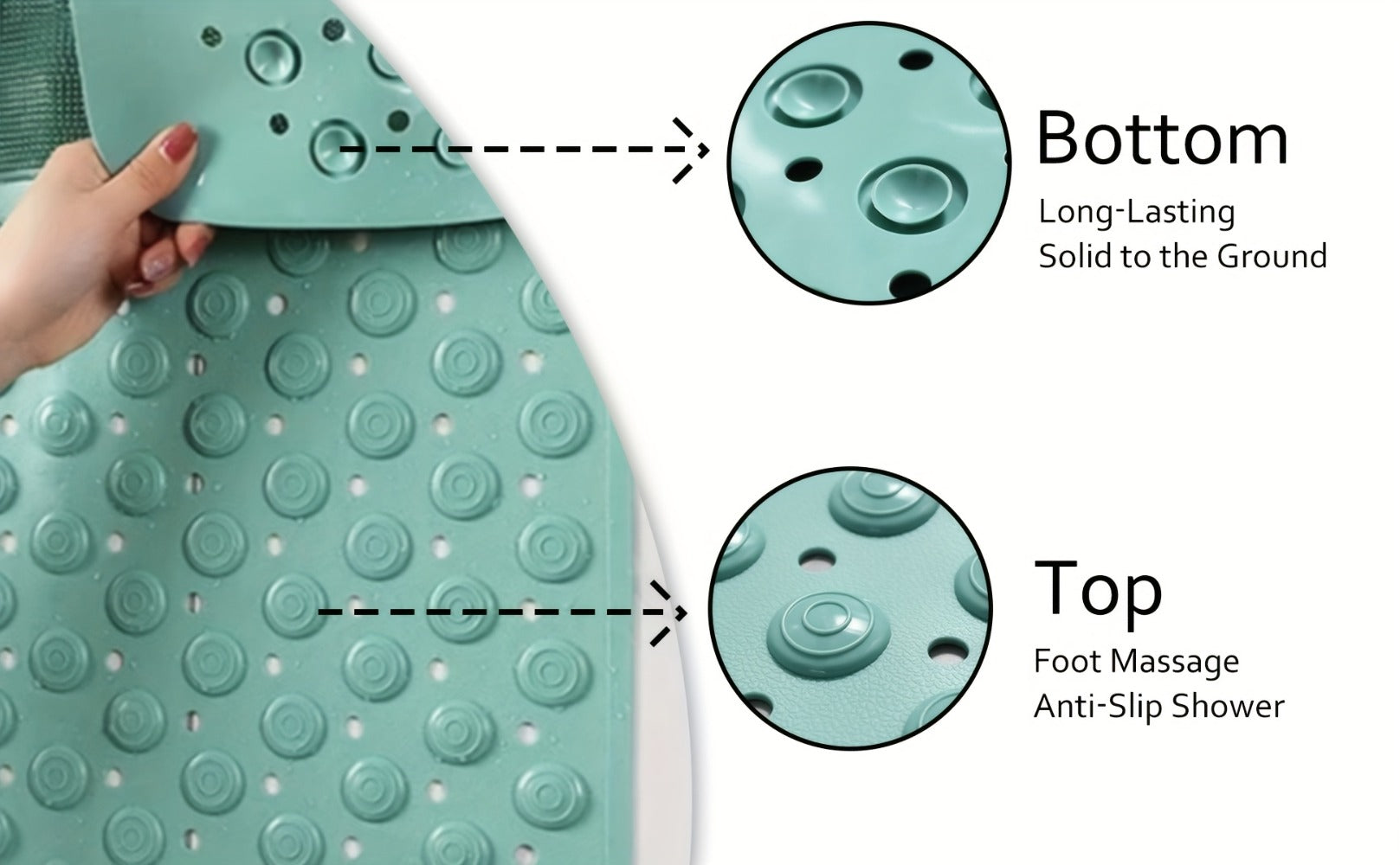 Non-Slip Bath Mat with Massage Texture Extra Large Shower Tub Mat Anti-Slip Bathtub Mat
