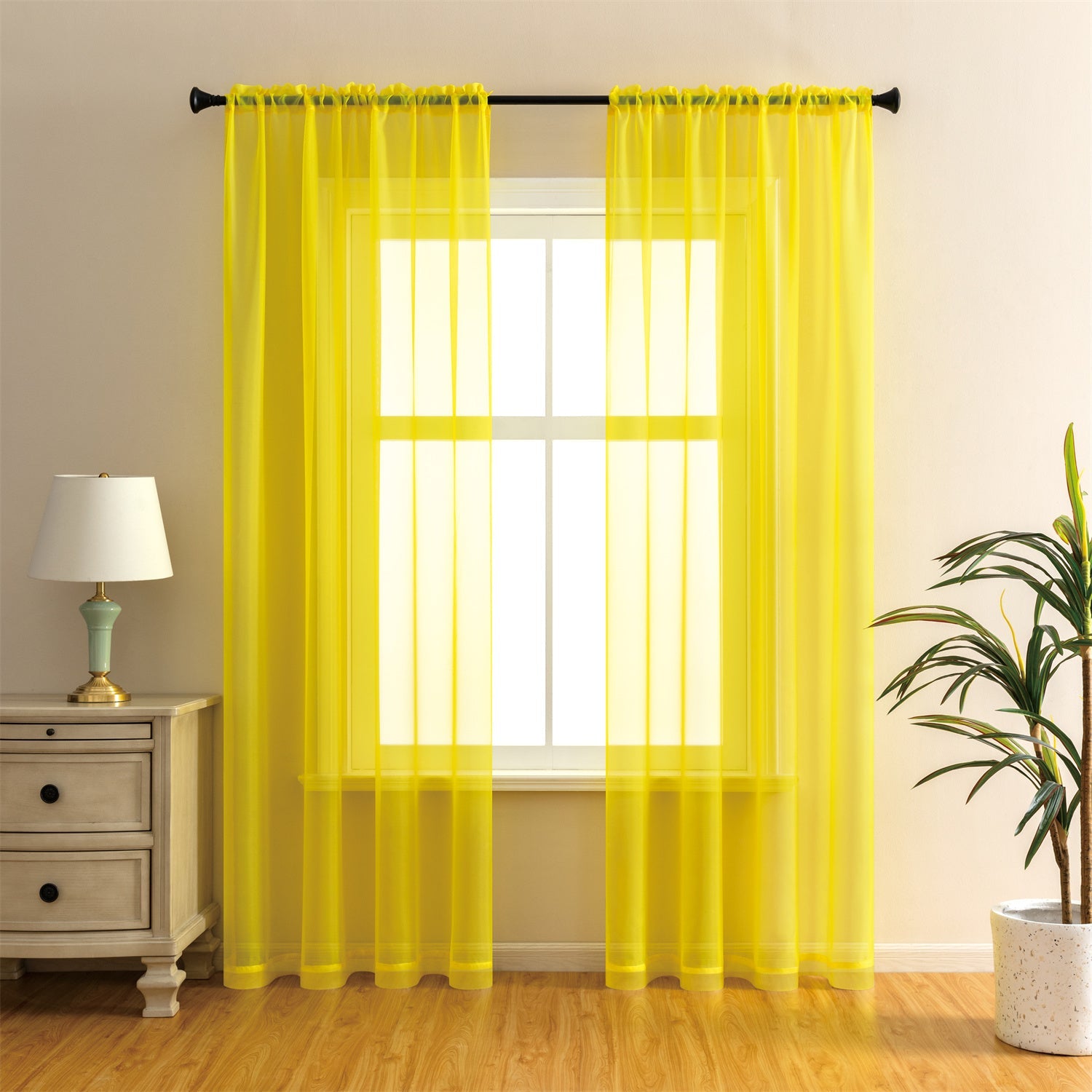 Sheer Curtains 2 Panels Rod Pocket ¨C Light Filtering Privacy Window Drapes for Living Room Bedroom Modern Home Decor