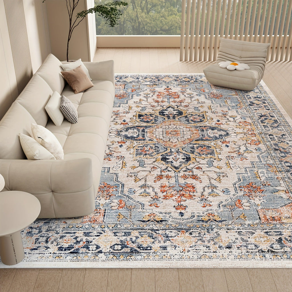 Area Rug Boho Vintage Washable Non-Slip Rug for Living Room Bedroom Traditional Woven Carpet Home Decor
