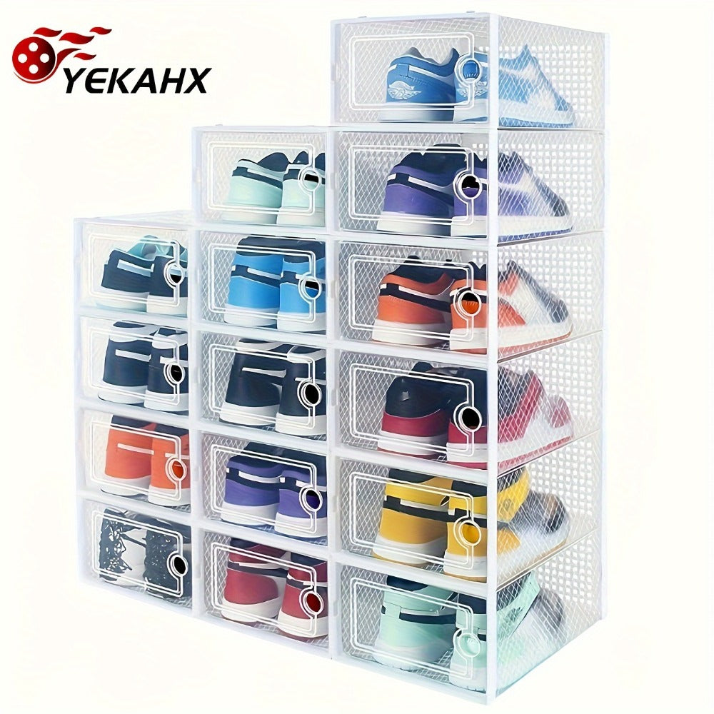 Clear Stackable Shoe Storage Organizer Boxes 12/15 Pack ¨C Space-Saving Shoe Boxes for Closet & Entryway