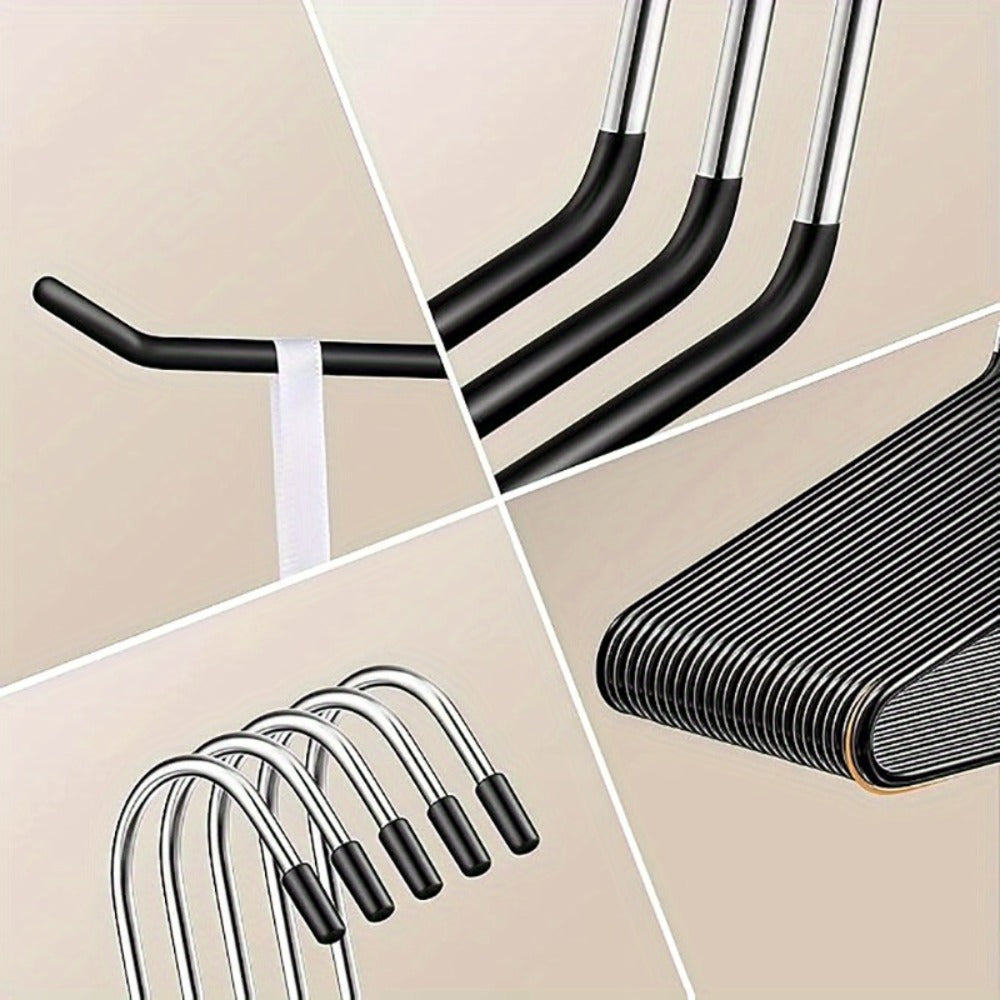Pants Hangers Metal Open Leg Non-Slip - Heavy Duty Trouser Jeans Hanger for Wardrobe, Space Saving, Black or White, 10/20/30/50pcs