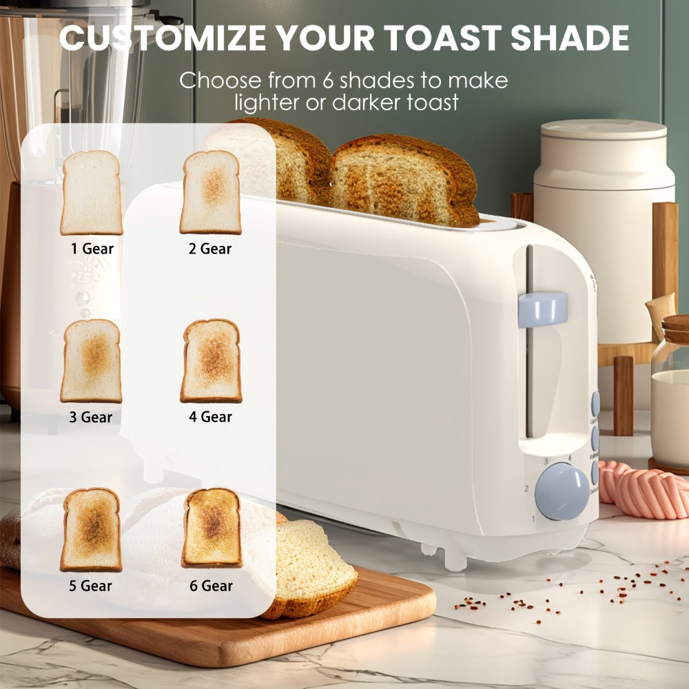 2 Slice Slim Toaster with 6 Shade Settings, Cancel Reheat Defrost Functions, Removable Crumb Tray ¨C Compact 750W Bread Toaster for Kitchen Counter, Fits Bread Waffle Bagel