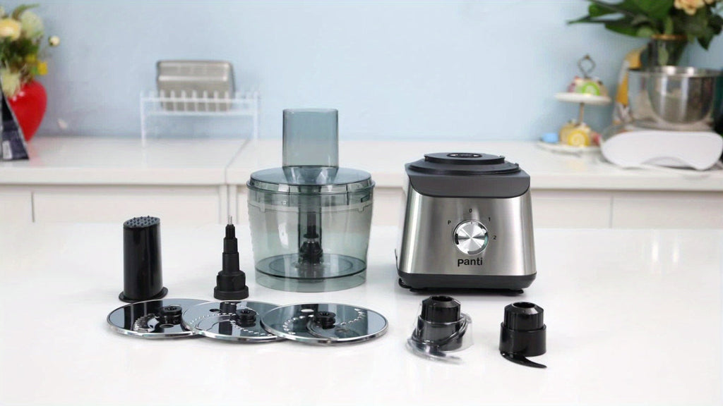 Food Processor 600W 6-in-1 Electric Food Chopper 12-Cup Bowl for Chopping Mincing Dicing Shredding Slicing Puree Dough with Food Chute and Pusher Black Silver