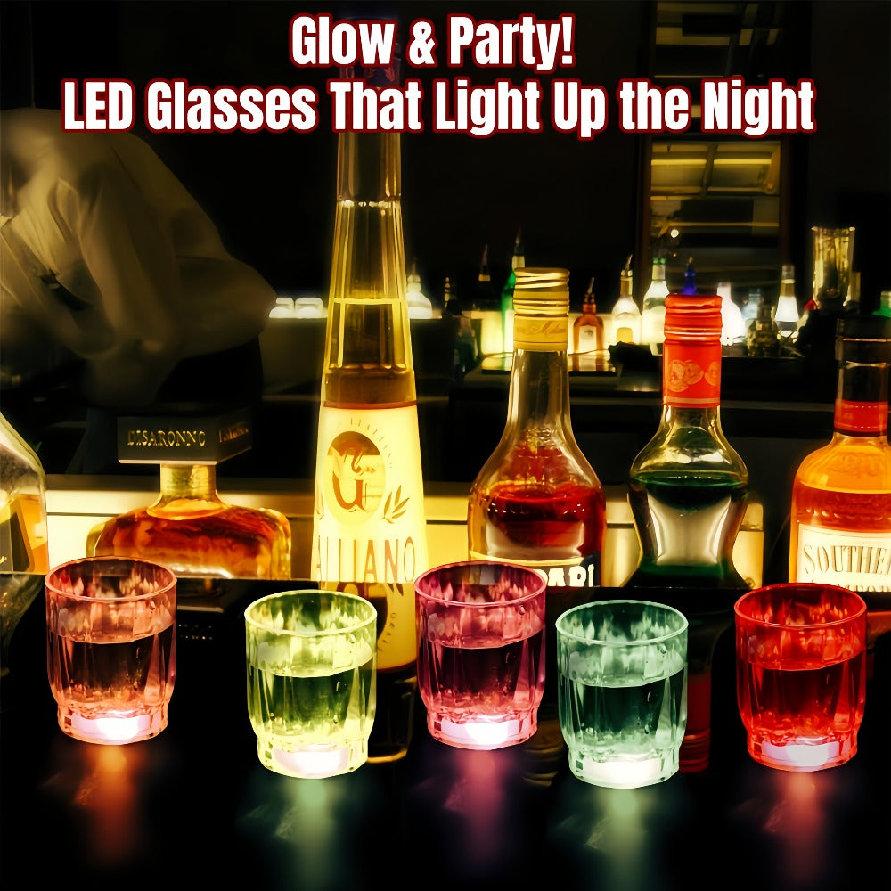 LED Light-Up Party Wine Glasses Set ¨C 12 or 15pcs Glowing Plastic Cups with Colorful LED Lights for Birthday, Bar, Wedding, Holiday & Sports Events