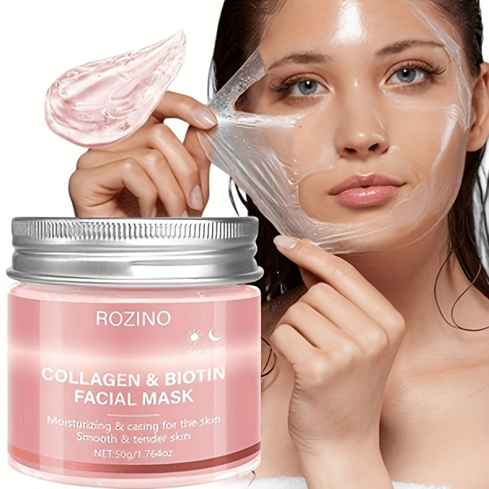 Biotin Collagen Face Mask 50g, Hydrating Anti-Aging Skin Firming Mask, Day & Night Brightening Treatment, Smooths Wrinkles & Plumps Skin for Youthful Radiant Complexion ¨C Ideal Skincare Gift for Women