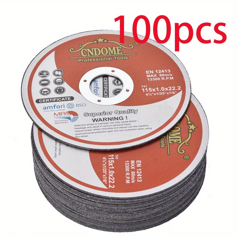 Cut-Off Wheels 100-Pack 4-1/2 Inch Aluminum Oxide Cutting Discs - 0.040¡± Thin Kerf, 7/8¡± Arbor, 13300 RPM for Angle Grinder, Metal, Stainless Steel & Steel Cutting, A60TBF Grade Bulk Set