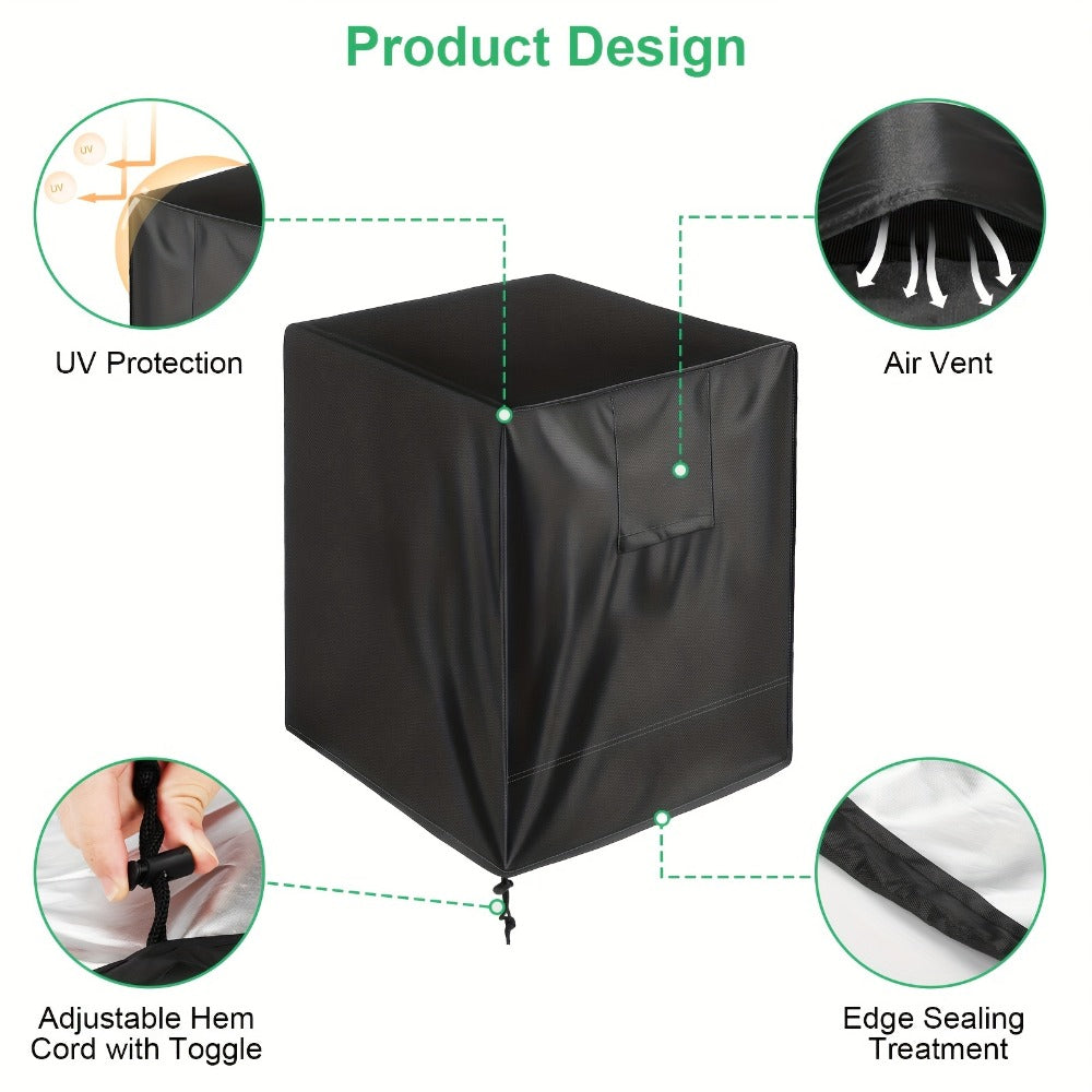Outdoor AC Unit Cover 30x30x32 Inch Waterproof | Air Conditioner Protector with Drawstring Closure for Condenser & HVAC ¨C All-Weather UV & Rain Shield, 210D Oxford Cloth, Black