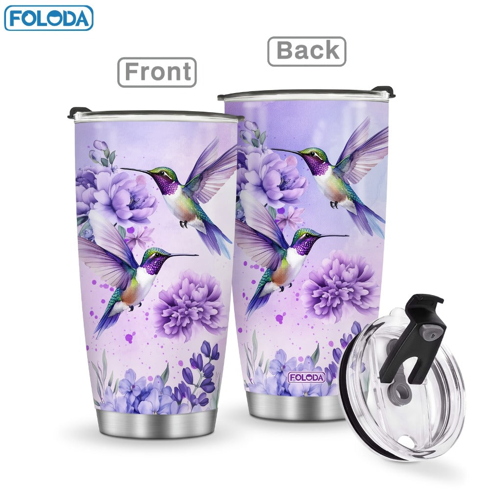 Hummingbird Flower Vacuum Insulated Travel Tumbler 20oz ¨C Gift for Mom Grandma Sister Daughter Birthday Valentine's Day